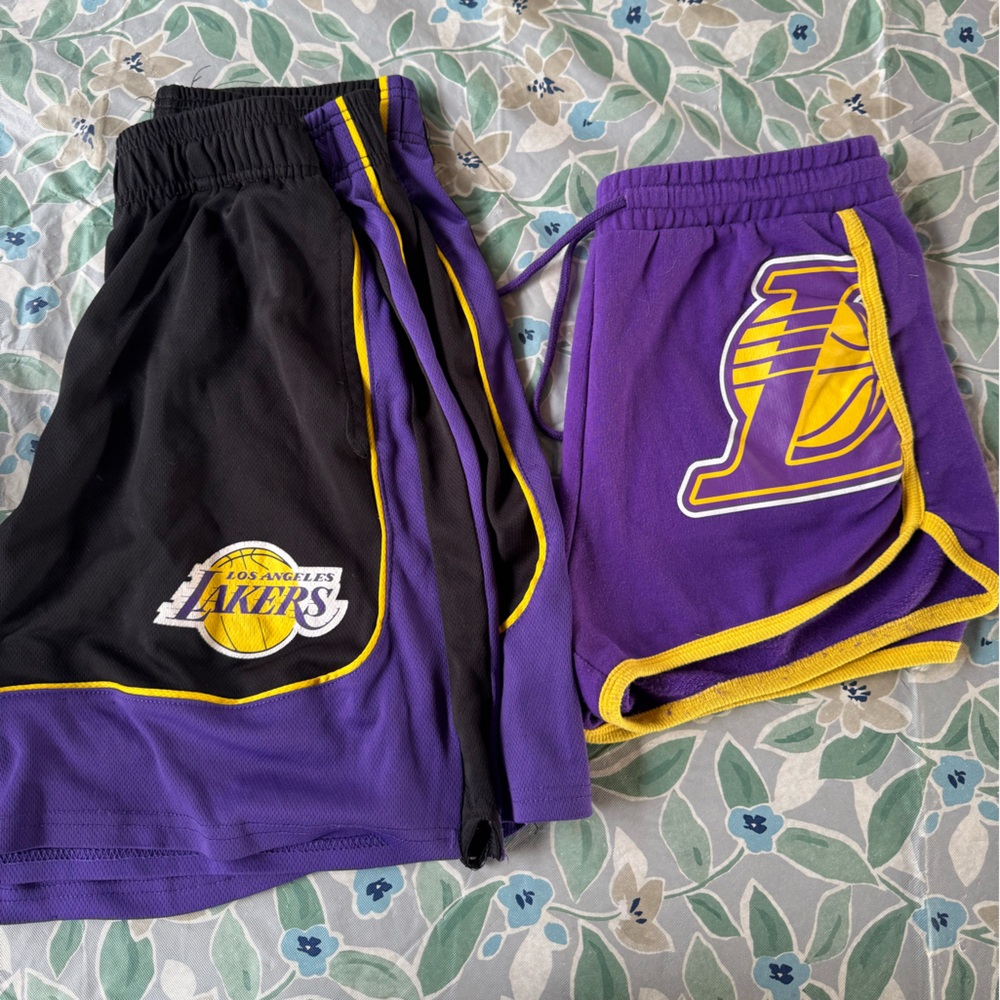 His and hers NBA lakers Purple and Black Athletic Shorts